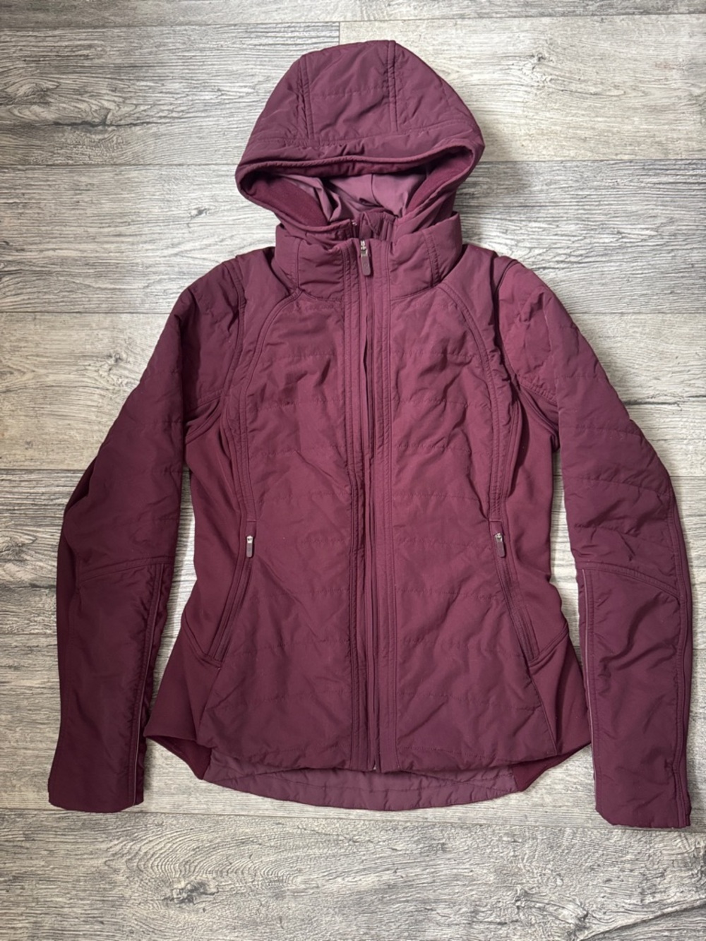 lululemon athletica Hooded Quilted Jacket in Plum